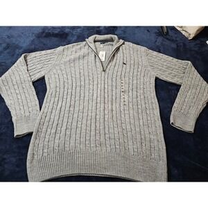 Simply Southern Outfitters Grayson Gray Cable Knit Quarter Zip Sweater Mens XL